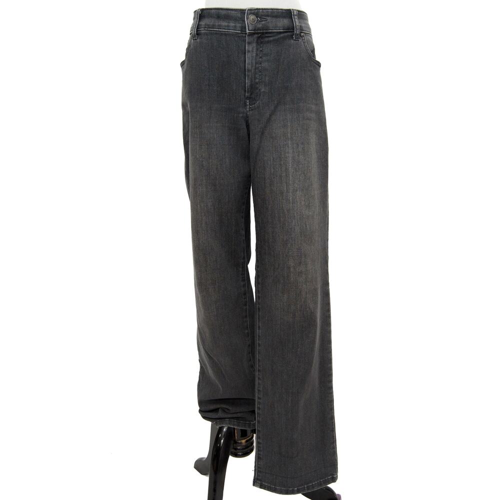 Chico's Black Wash Straight Leg Jeans Size 14 2.5R